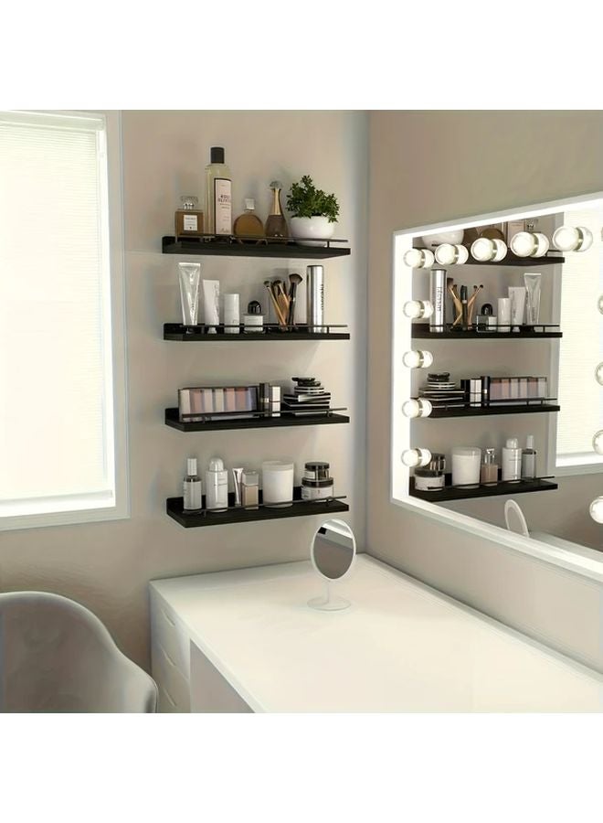 Black Floating Shelf Wall Mounted Storage Single Layer Easy Assemble for Bathroom Kitchen - Image 4